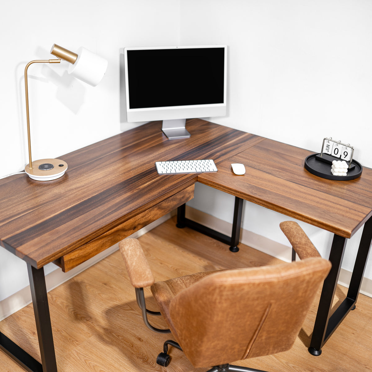 Solid Wood L Shaped Desk | Modern Wood Style