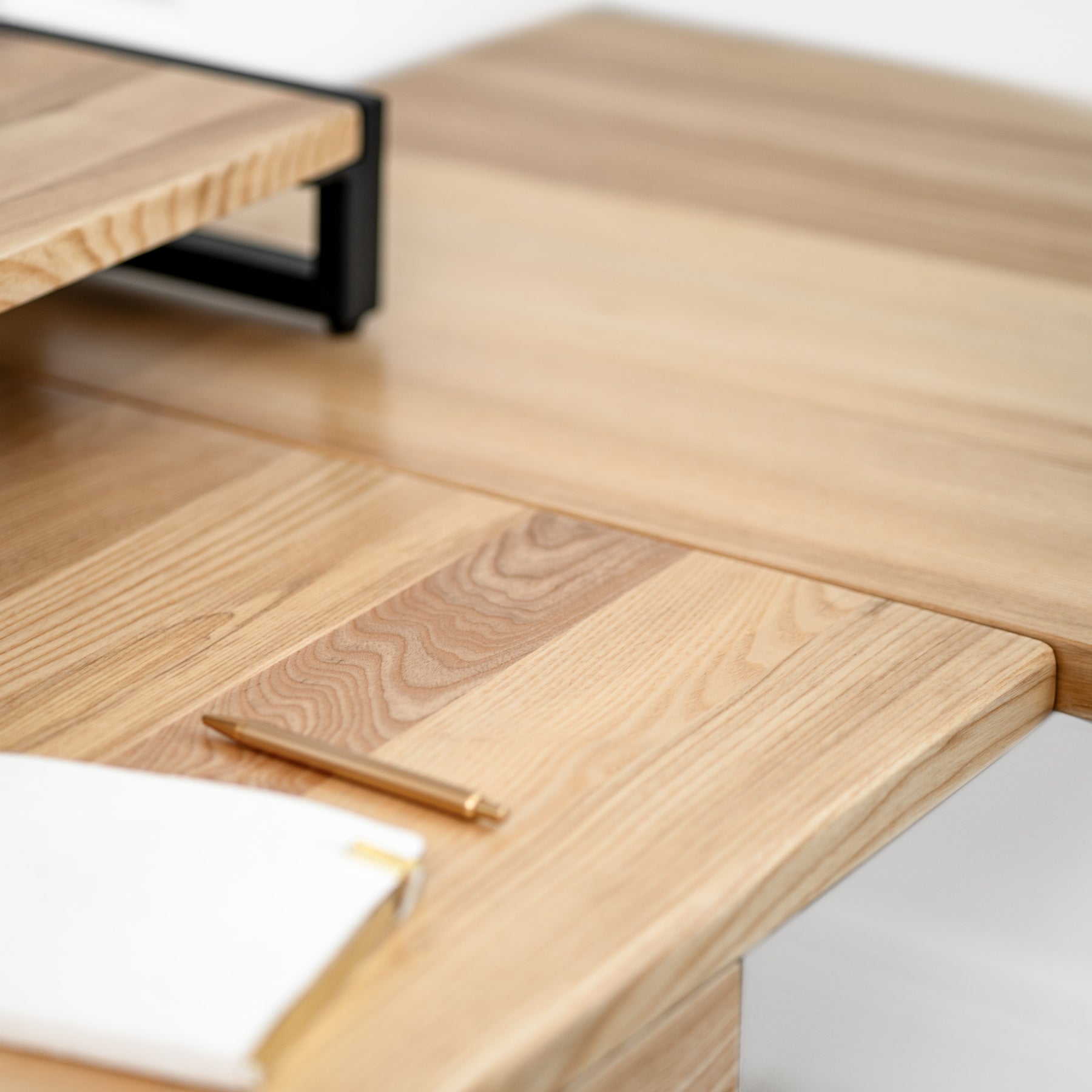 L Shaped Desk: White Ash Solid Wood