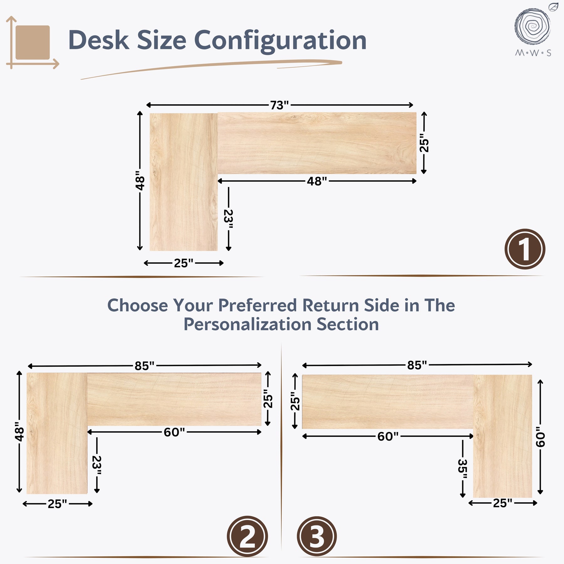 L Shaped Desk: White Ash Solid Wood