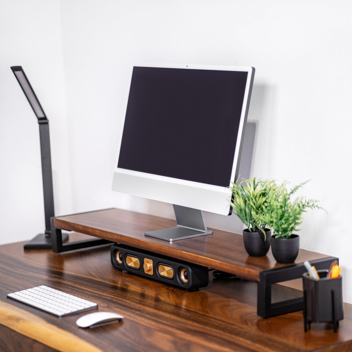 Walnut Monitor Stand - modern wood style