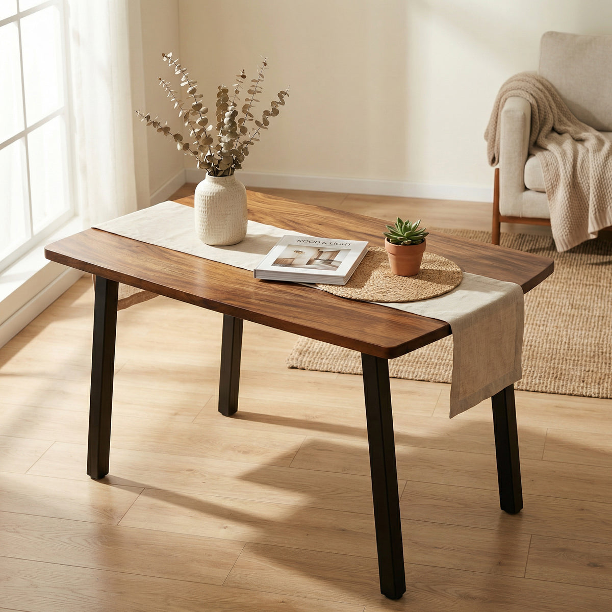 Walnut Dining Table for 4 - Solid Wood Table | Modern Wood Style