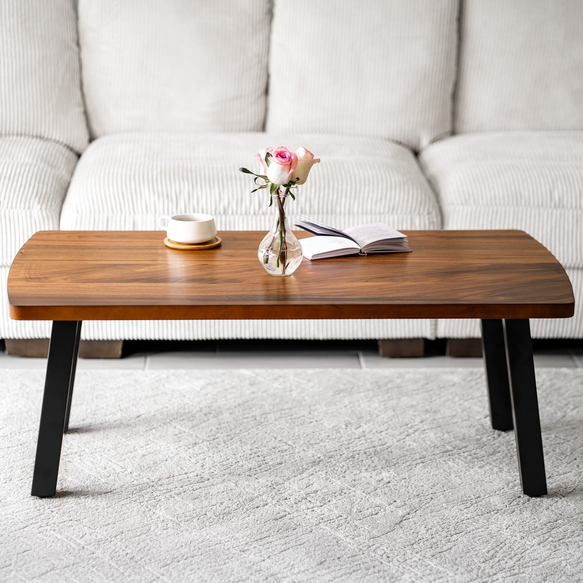 Walnut Coffee Table - 46" Γ 25" Solid Wood | Modern Wood Style