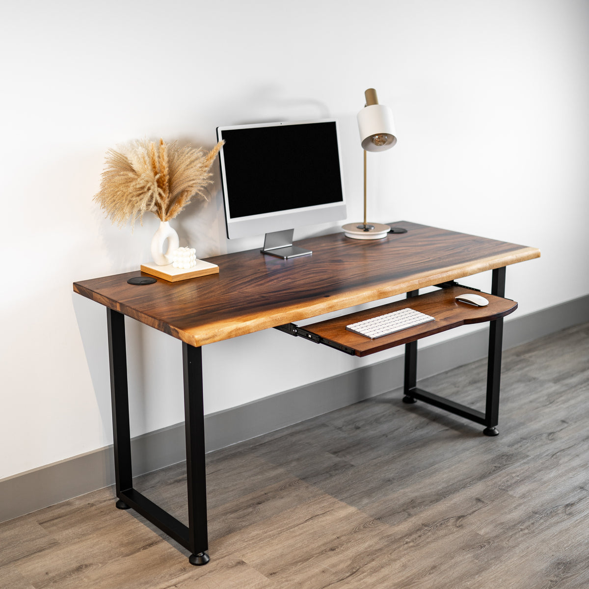 Wood Computer Desk with Spacious Keyboard Tray | Modern Wood Style
