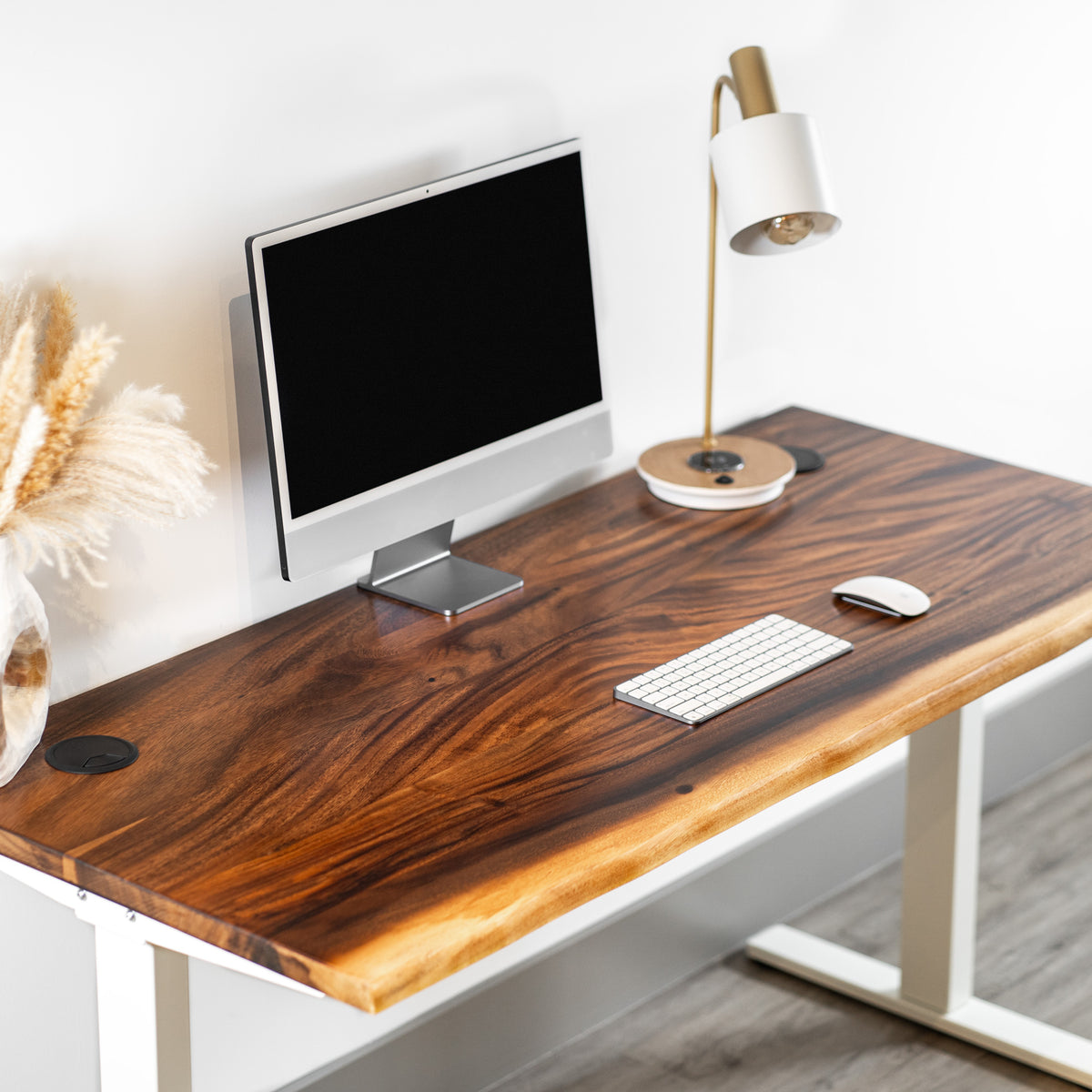 Standing Desk - Walnut Solid Wood Adjustable Height Desk | Modern Wood Style