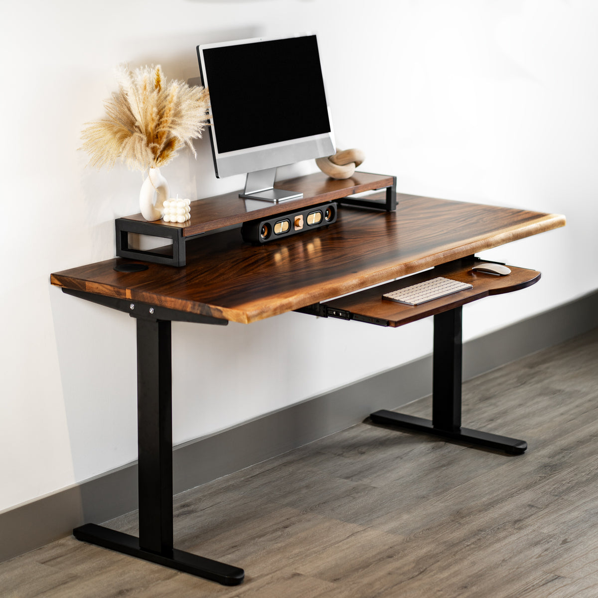 Solid Wood Standing Desk with Keyboard Tray | Modern Wood Style