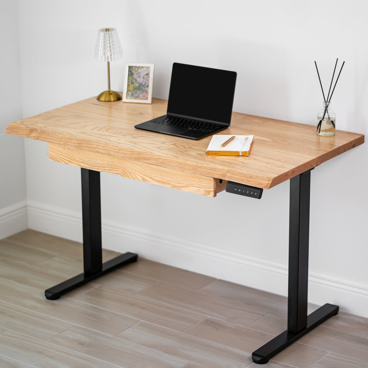 Standing Desk with Drawer – Live Edge White Oak Solid Wood - Modern Wood Style
