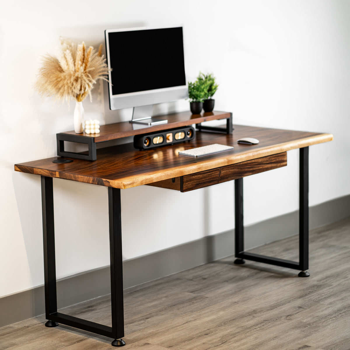 Desk - Walnut Live Edge, Computer Desk with Drawer | Modern Wood Style
