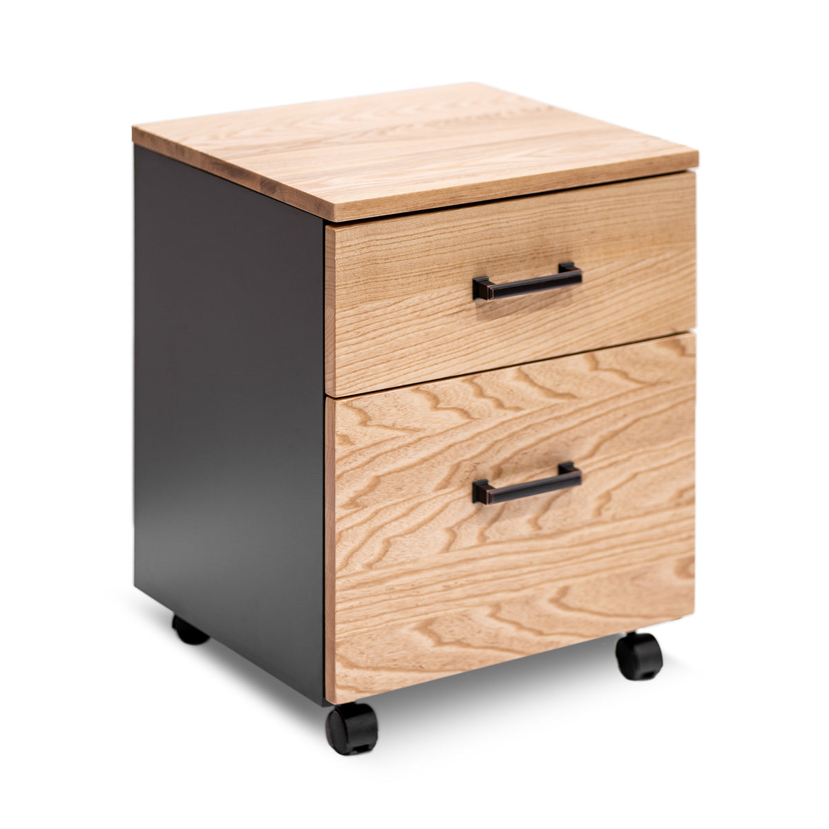 2 Drawer Filing Cabinet - Ash Wood - Modern Wood Style