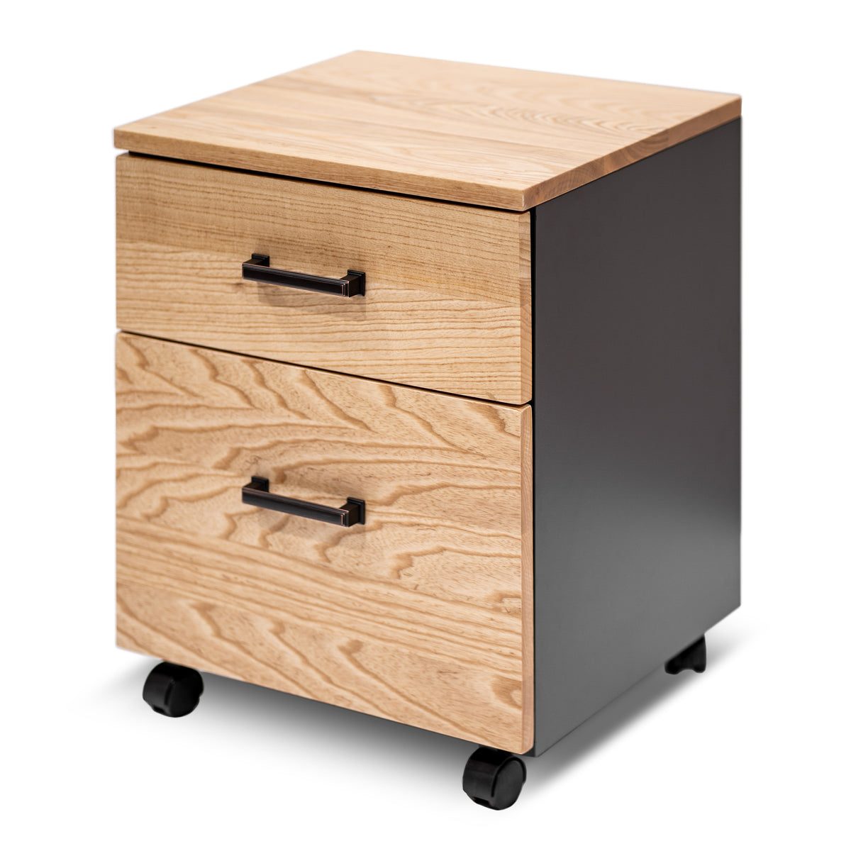 2 Drawer Filing Cabinet - Oak Wood - Modern Wood Style