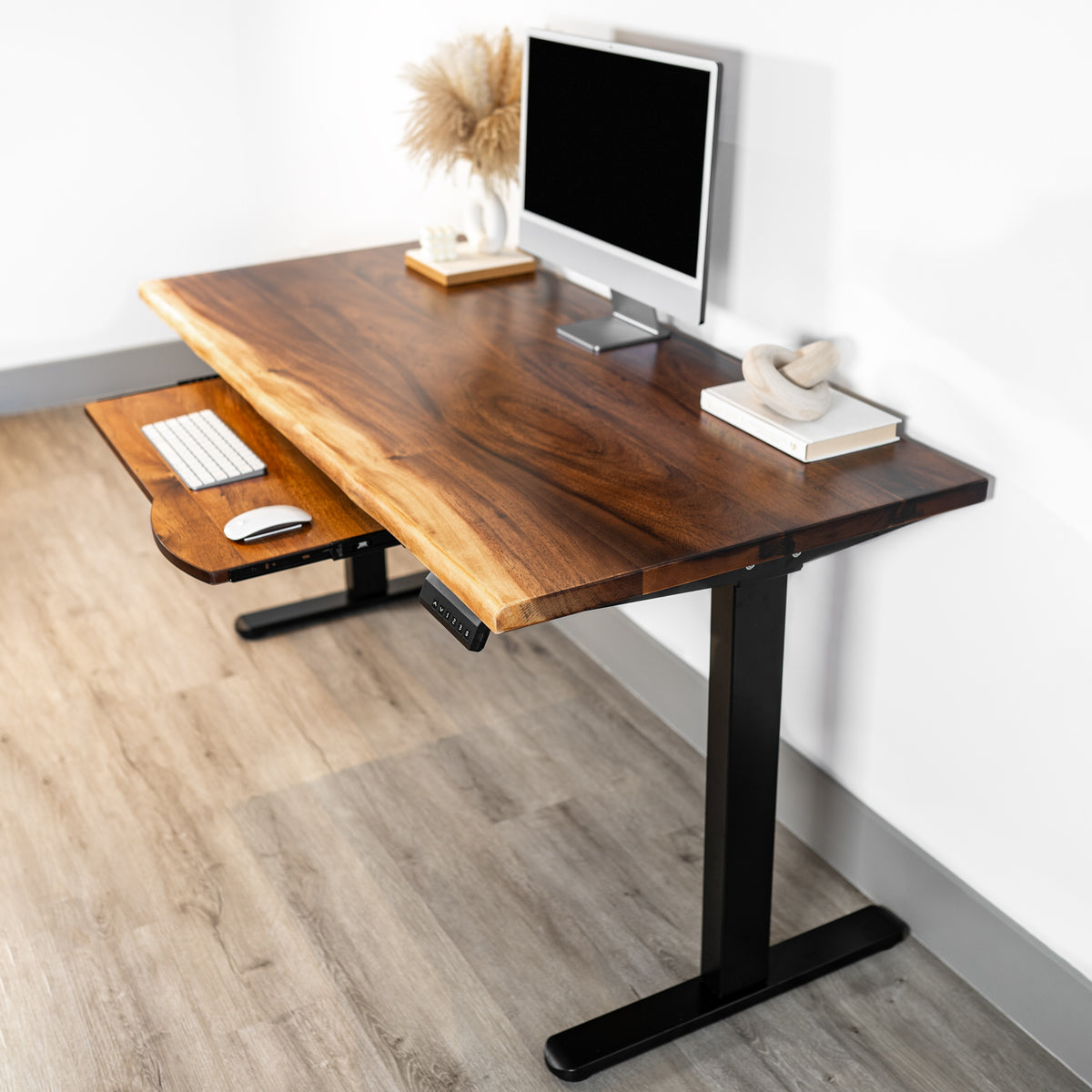 Height-Adjustable Standing Desk with Ergonomic Keyboard Tray | Modern Wood Style