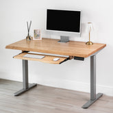 Standing Desk with Keyboard Tray - Live Edge Ash Solid Wood - Modern Wood Style