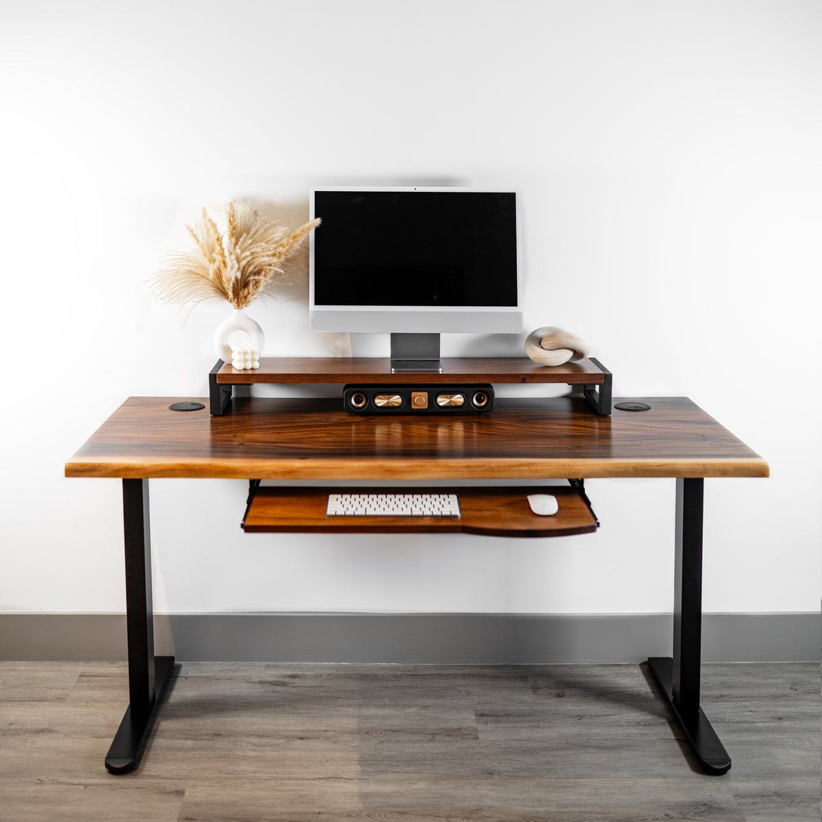 Solid Wood Standing Desk with Keyboard Tray | Modern Wood Style