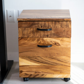 2 Drawer Filing Cabinet - Walnut Wood