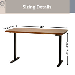 Walnut Standing Desk with Keyboard Tray Option | Modern Wood Style