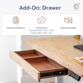Computer Desk with Drawer - Live Edge Ash Wood - Modern Wood Style