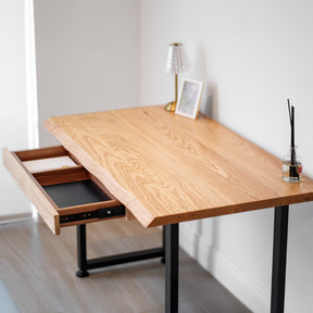 Computer Desk with Drawer - Live Edge Ash Wood - Modern Wood Style