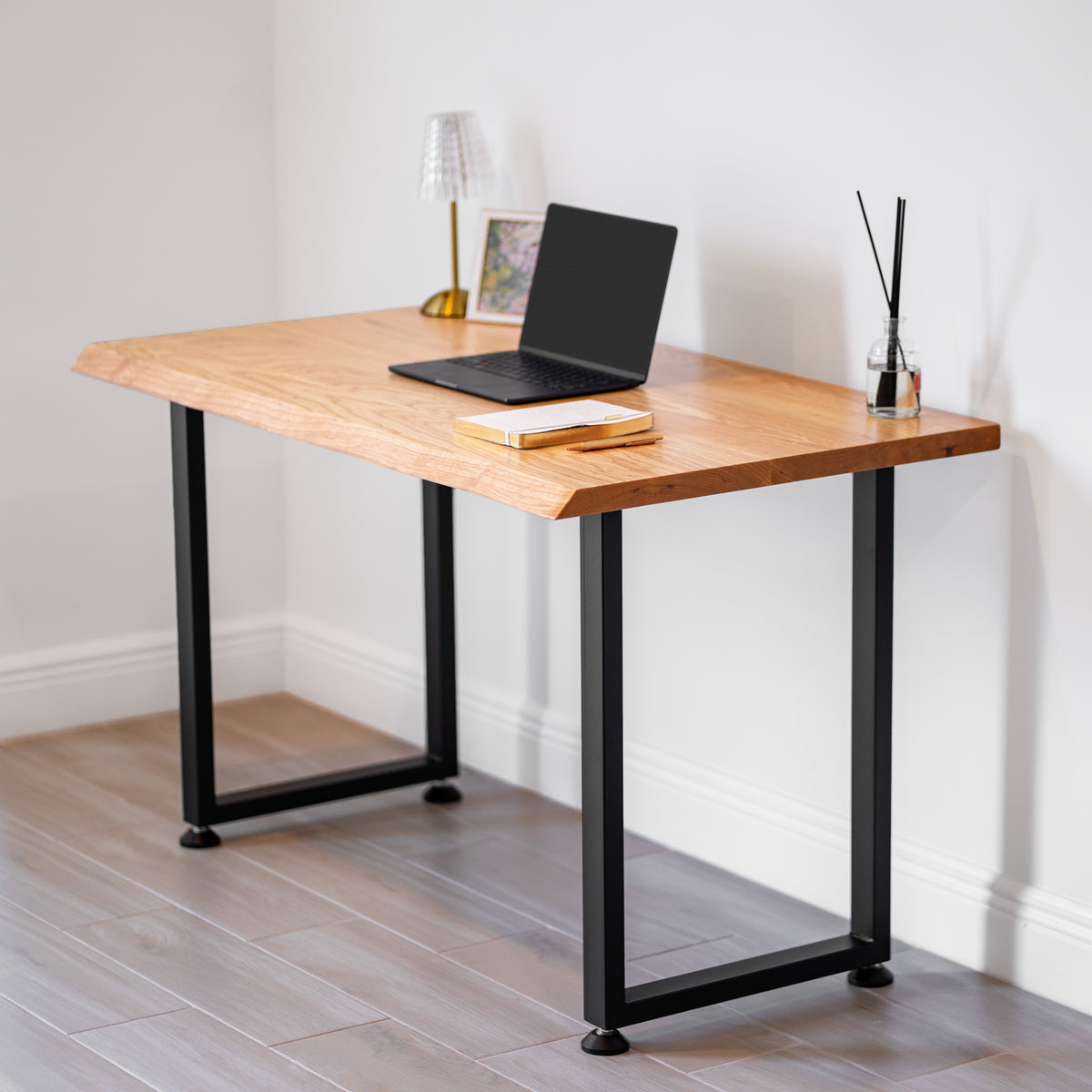 Computer Desk with Drawer - Live Edge White Oak Wood - Modern Wood Style