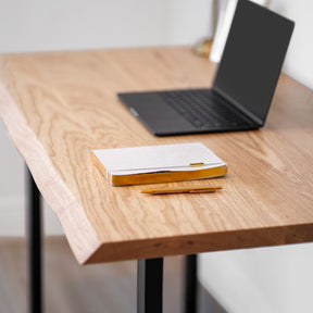 Computer Desk with Drawer - Live Edge Ash Wood - Modern Wood Style