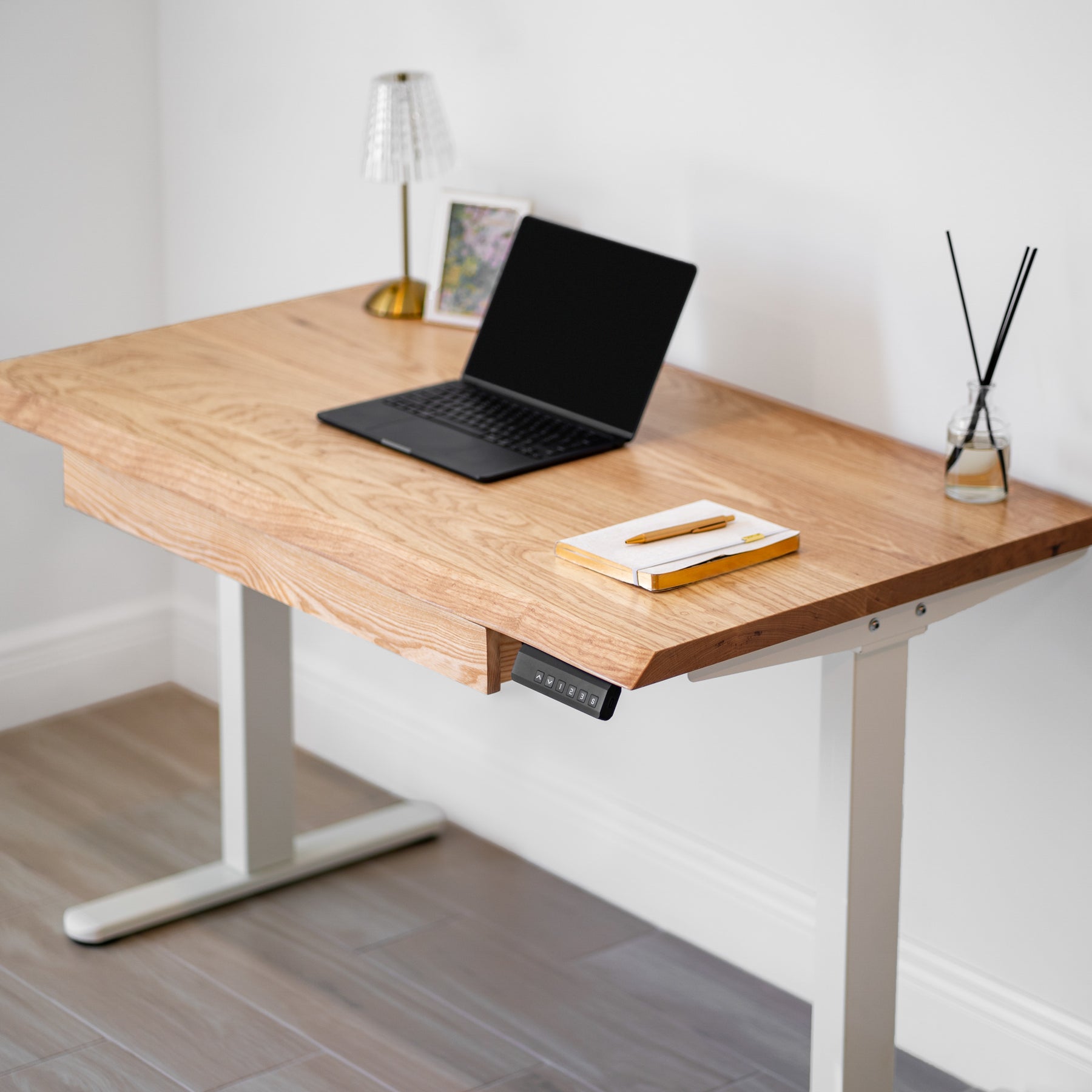 Standing Desk with Drawer – Live Edge Ash Solid Wood - Modern Wood Style