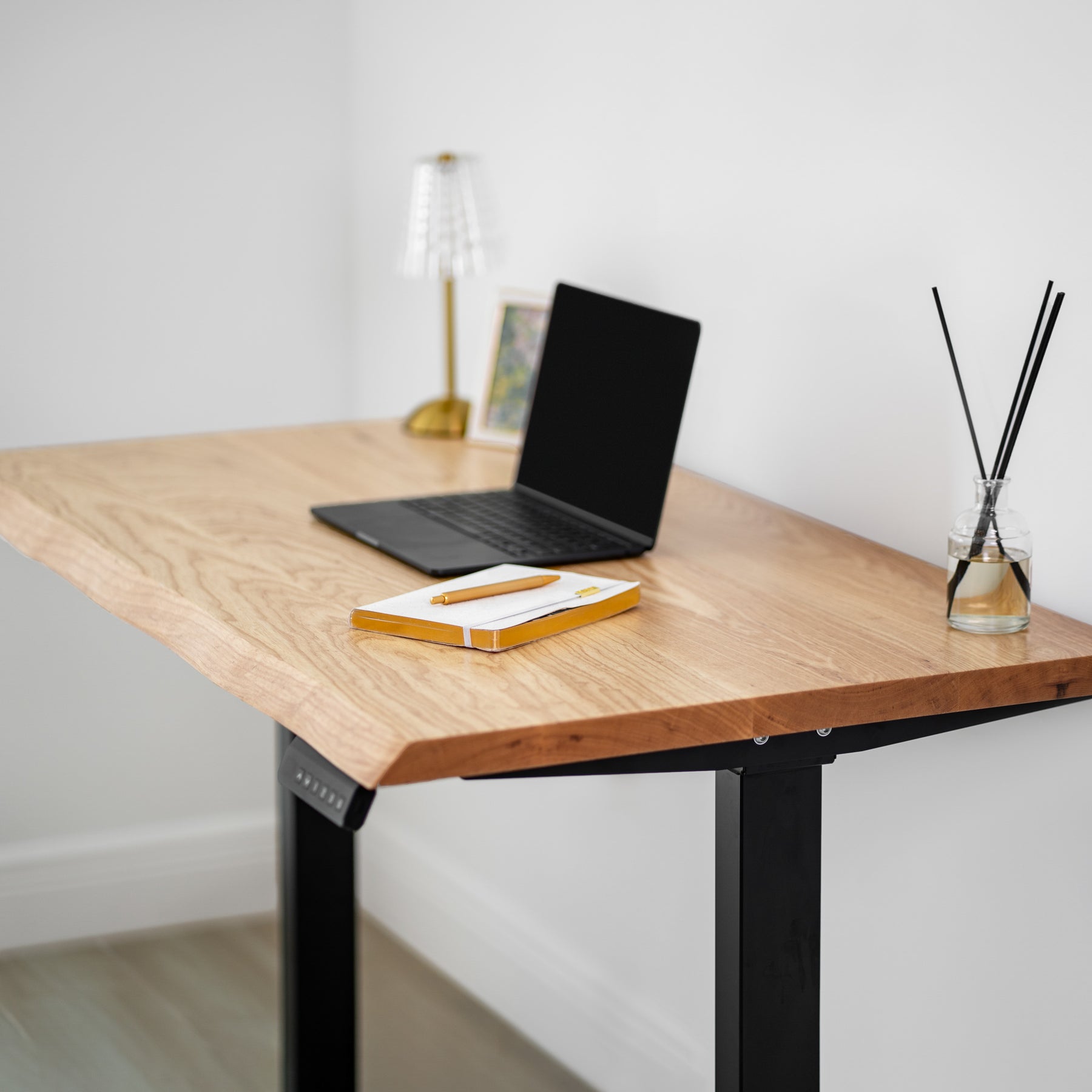 Standing Desk with Drawer – Live Edge Ash Solid Wood - Modern Wood Style