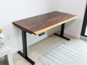 Stand Up Desk with Storage - Live Edge Wood Standing desk, Walnut Desk