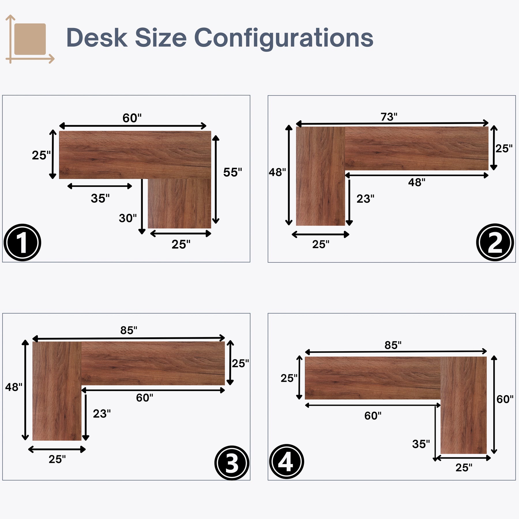 L Shaped Adjustable Standing Desk - Walnut Solid Wood