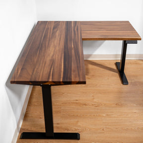 L Shaped Adjustable Standing Desk - Walnut Solid Wood - modernwoodstyle