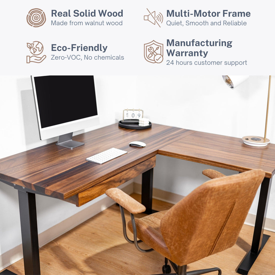 Shop Now Walnut L-Shaped Desk - Modern Wood Style