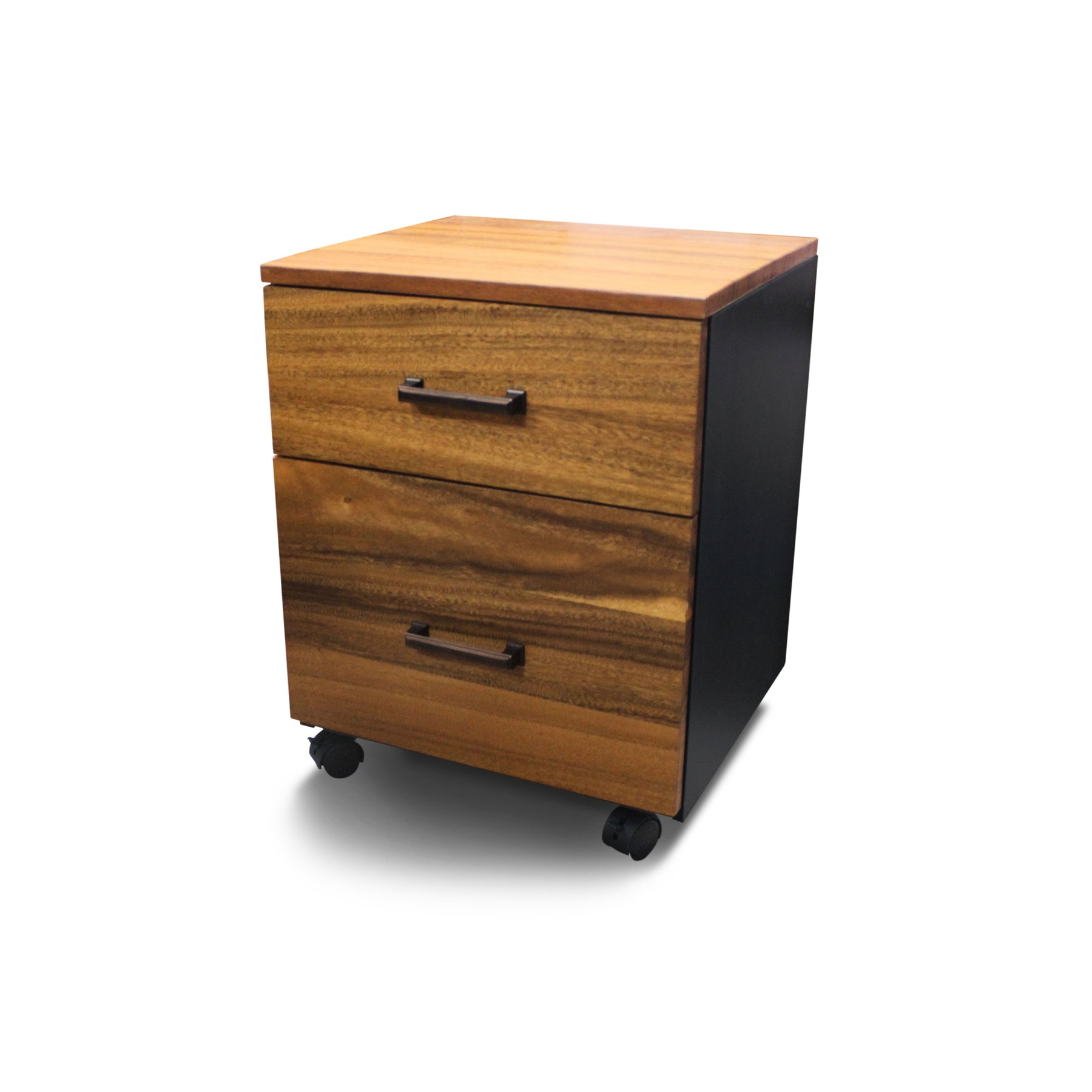 2 Drawer Filing Cabinet - Walnut Wood