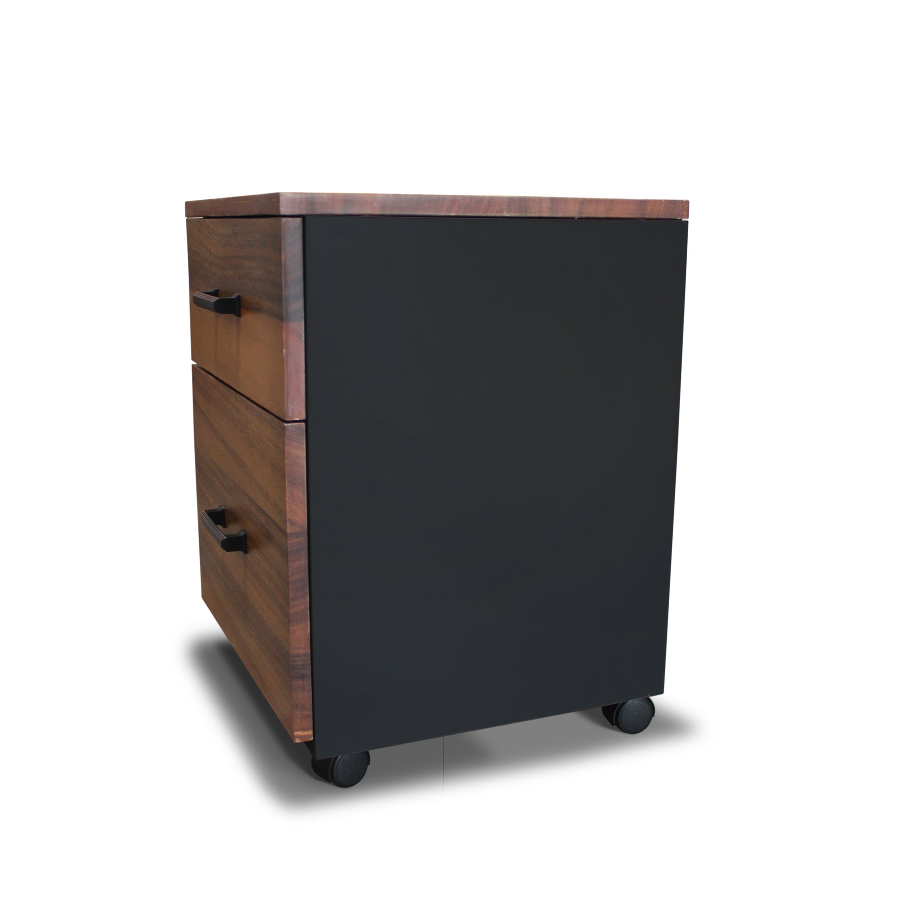 2 Drawer Filing Cabinet - Walnut Wood