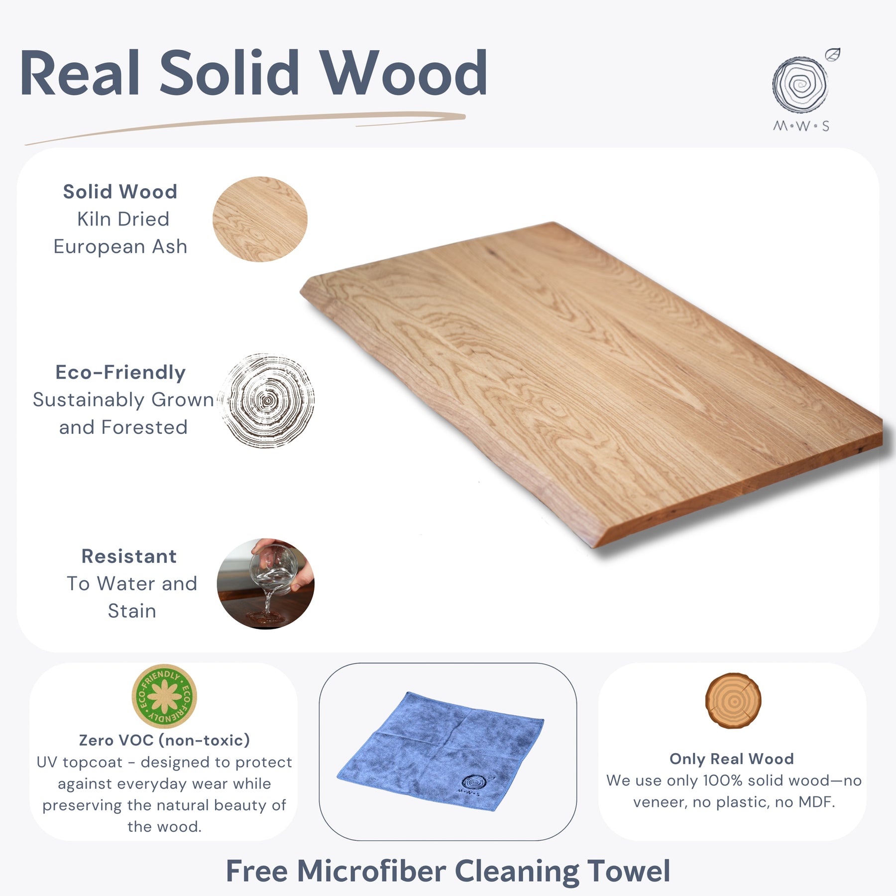 Wood Table Top - Desktop Replacement, Live Edge Wood Slab Tabletop - Modern Wood Style