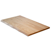 White oak live edge tabletop on a white background
