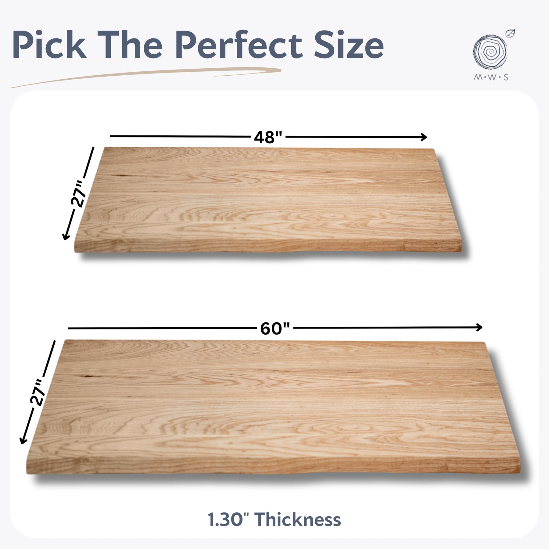 Wood Table Top - Desktop Replacement, Live Edge Wood Slab Tabletop - Modern Wood Style