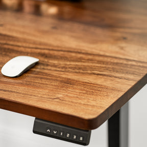 Straight Edge Walnut Standing Desk - Extra Deep Solid Wood Top, Dual Motor Adjustable Base