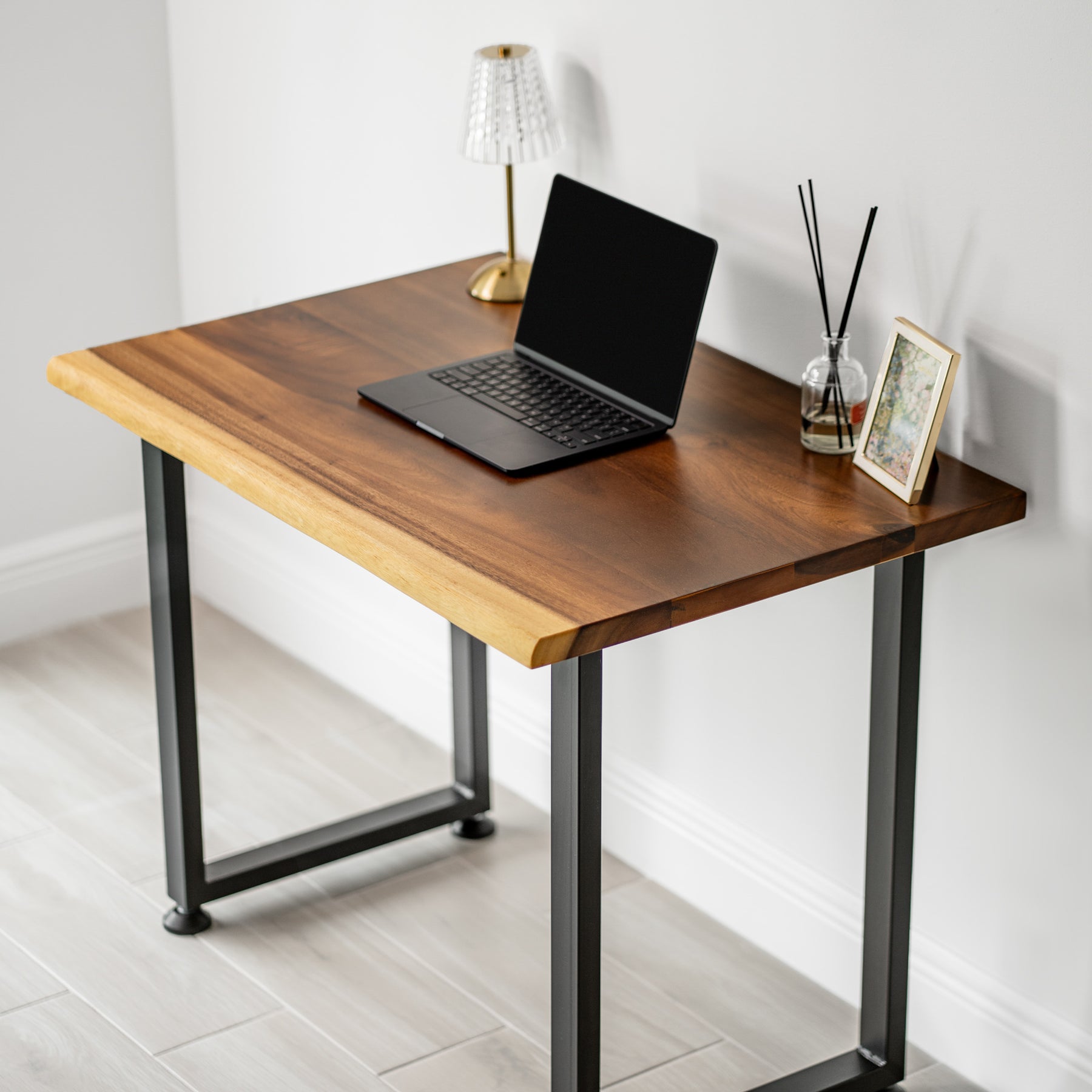 Small Computer Desk - Solid Walnut Live Edge | 38" × 25"