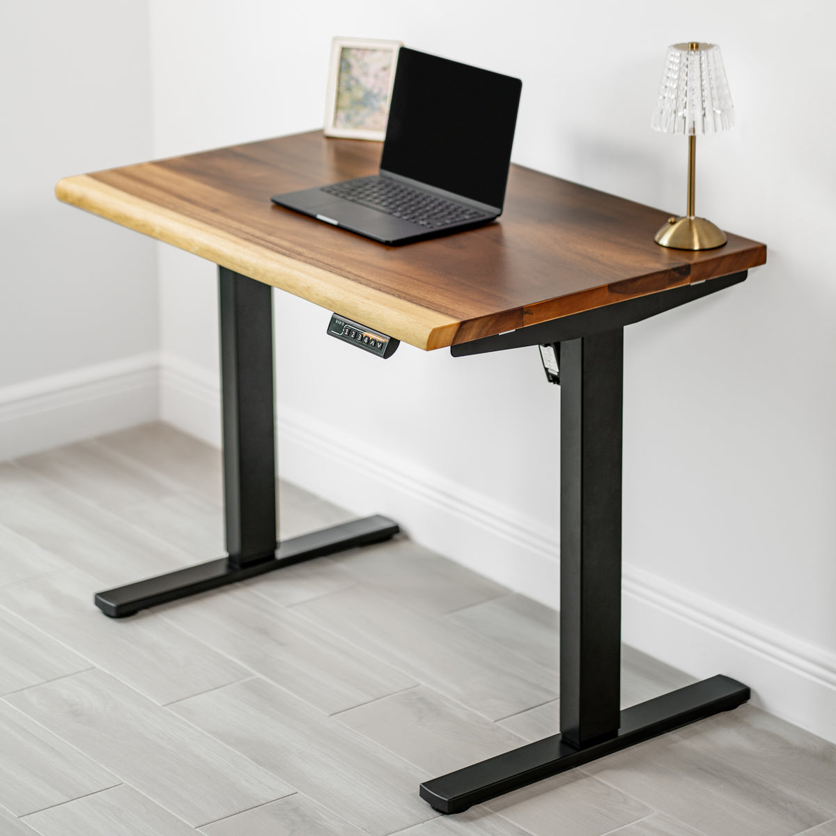 Small Standing Desk - Solid Walnut Live Edge | Modern Wood Style