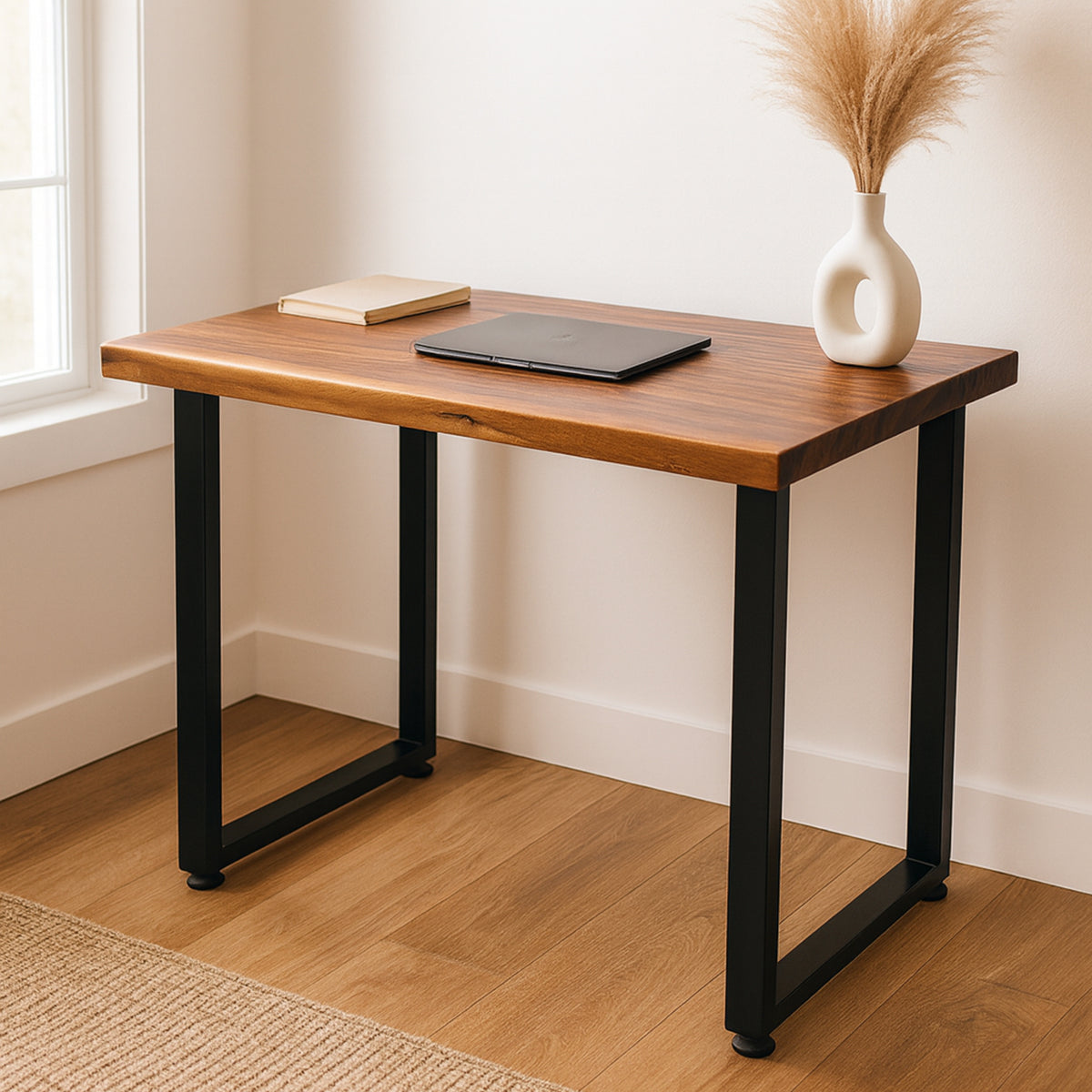 Small Computer Desk - Solid Walnut Live Edge 38" × 25" | Modern Wood Style