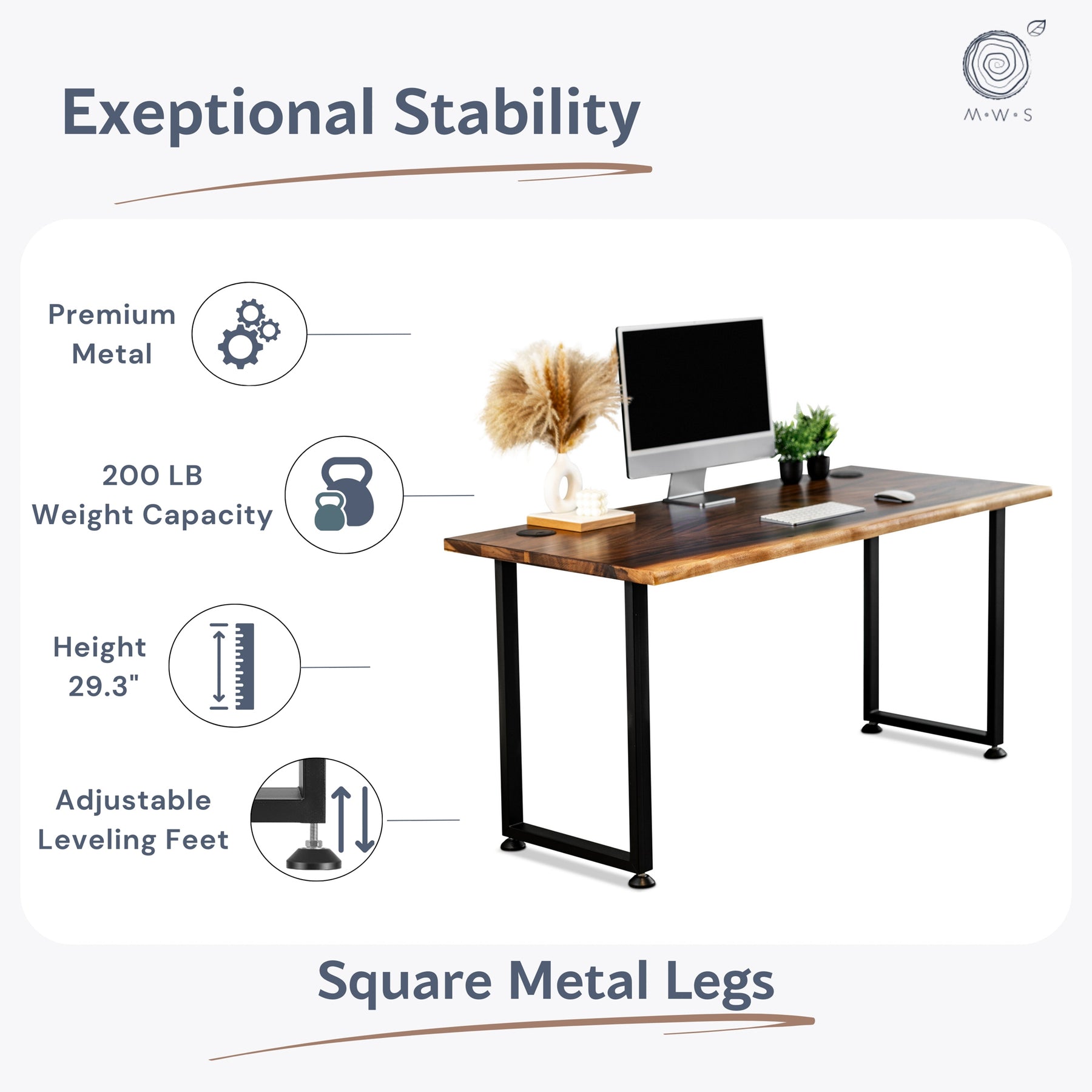 Computer Desk with Drawer - Live Edge, Walnut Solid Wood | Modern Wood Style