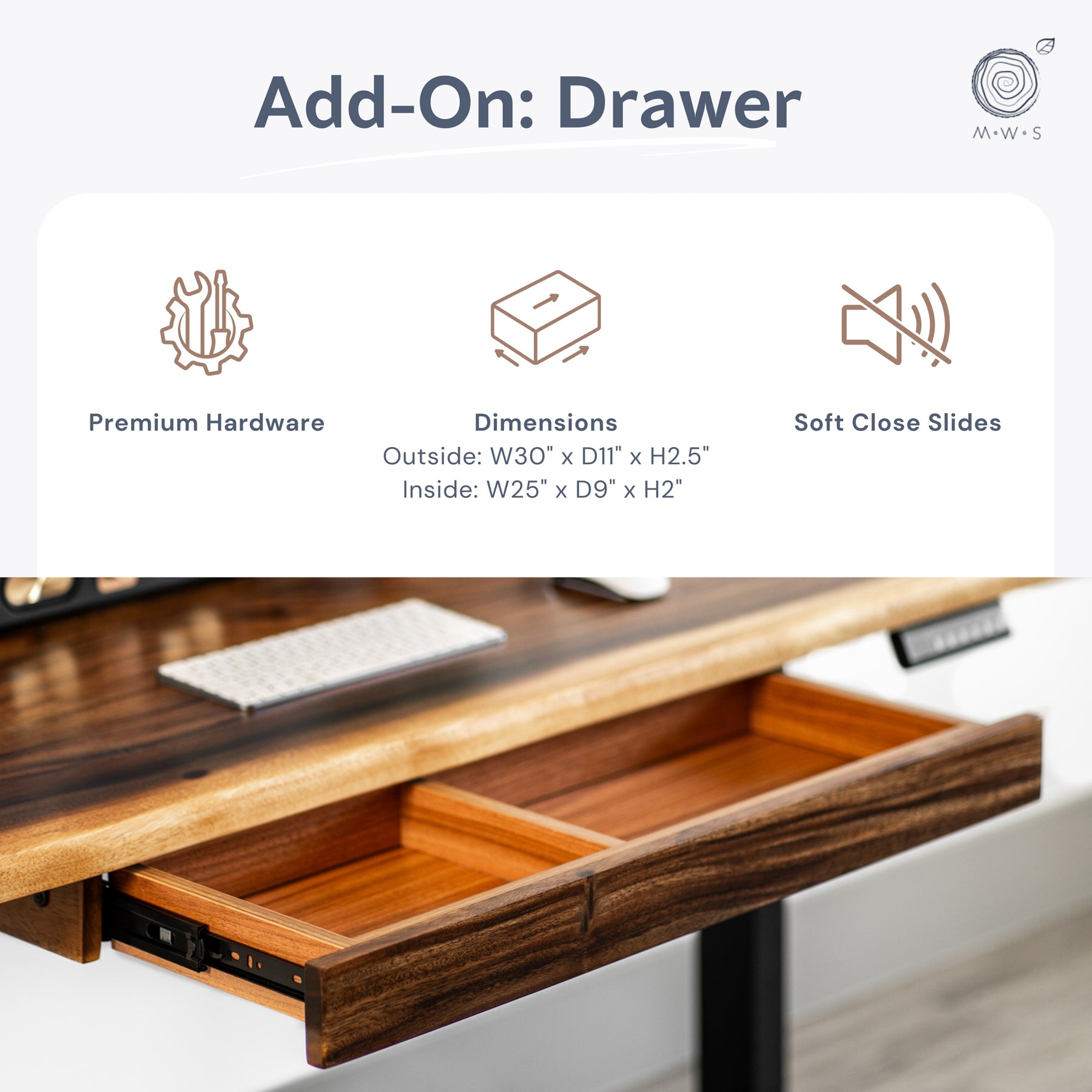 Walnut Standing Desk with Drawers | Modern Wood Style