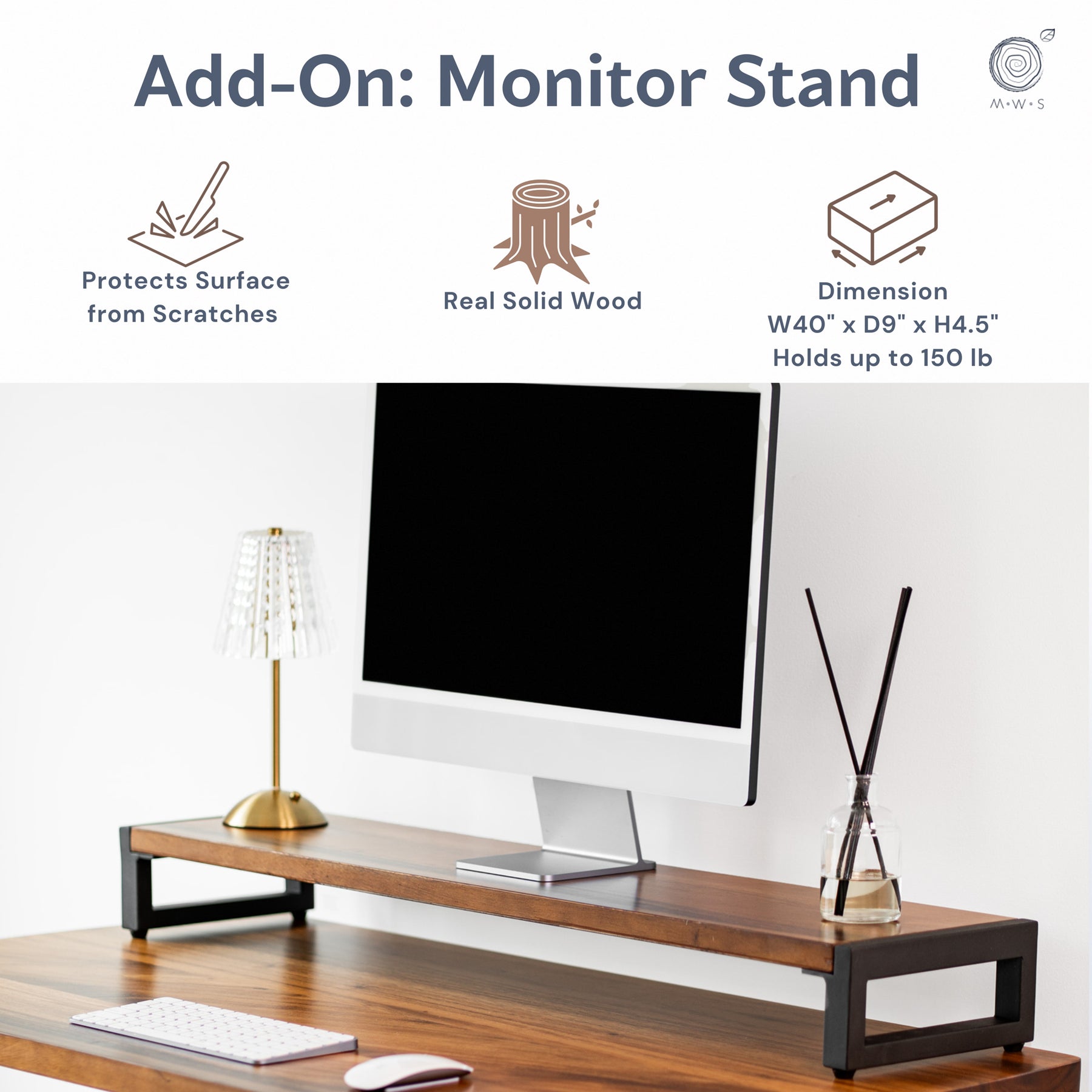 Walnut Standing Desk with Keyboard Tray Option | Modern Wood Style