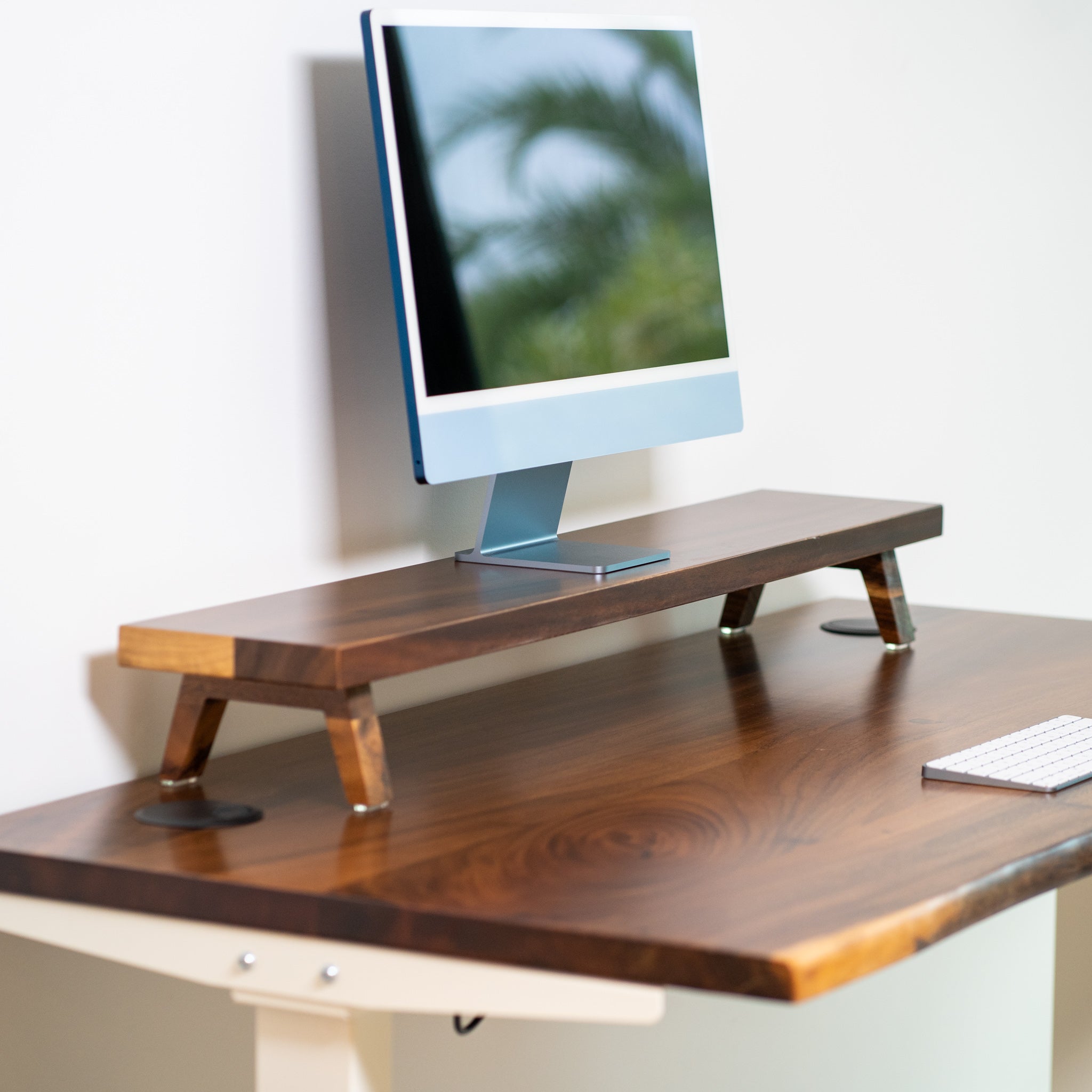Walnut Wood Monitor Stand | Desk Shelf | Monitor Riser