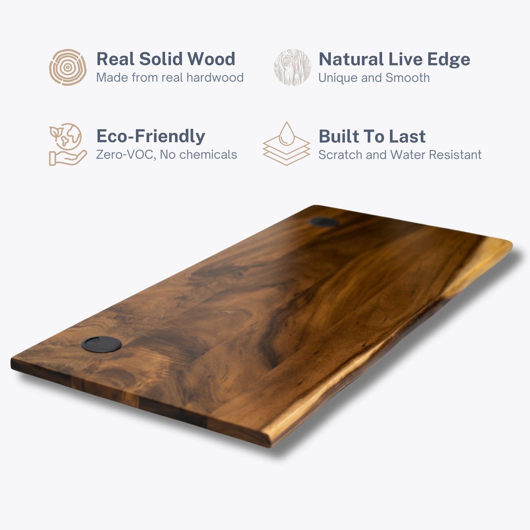 Wood Table Top for Standing Desk - Walnut Live Edge Desktop - modernwoodstyle