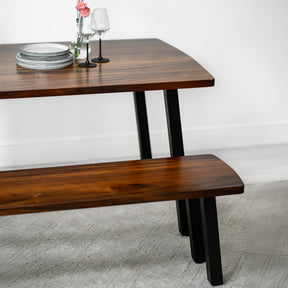 Walnut Dining Table Set for 4 with Bench | Modern Wood Style