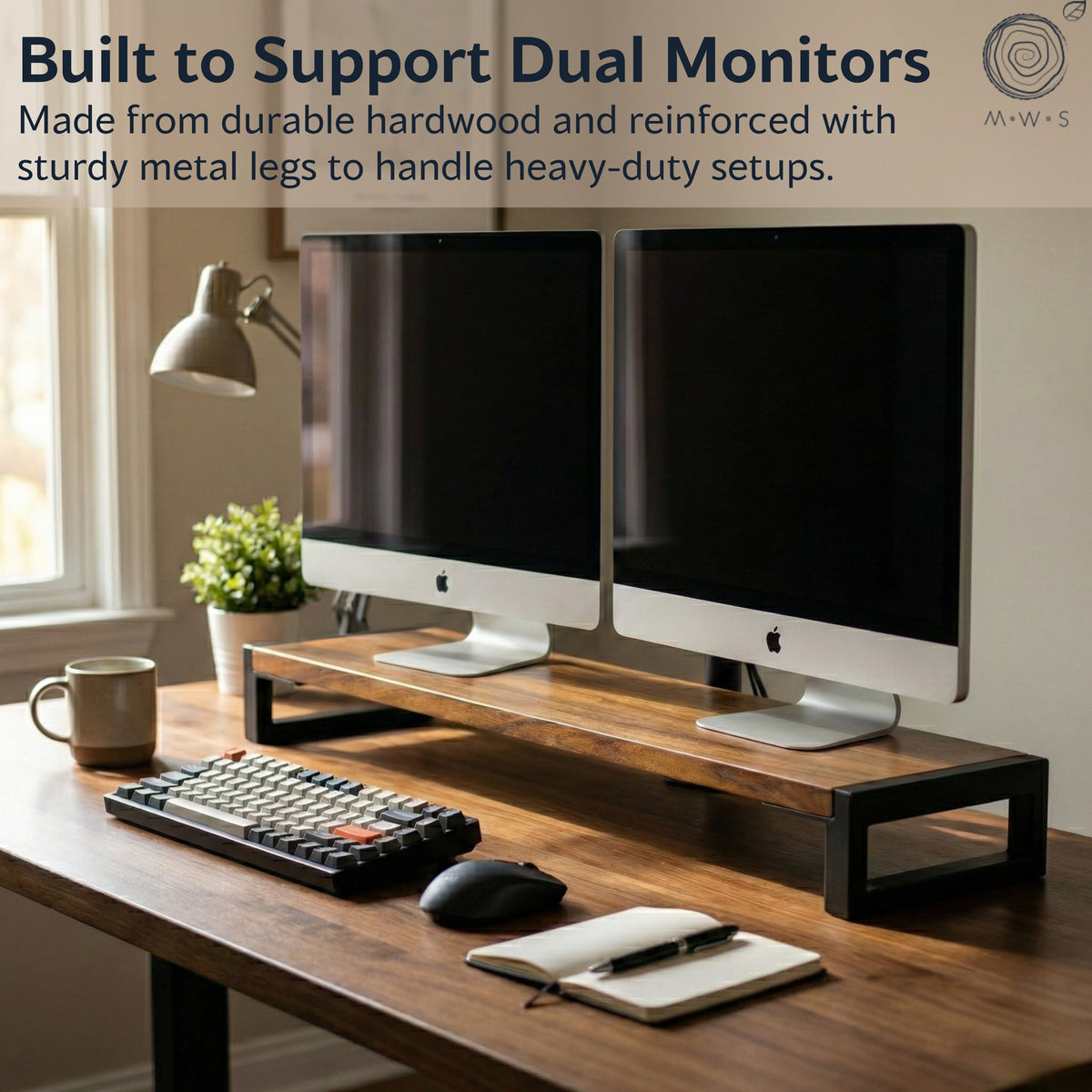 Walnut Monitor Stand - modern wood style