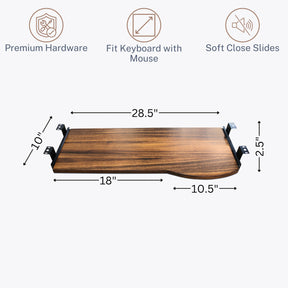 Keyboard Tray for Desk - Walnut Wood | Modern Wood Style