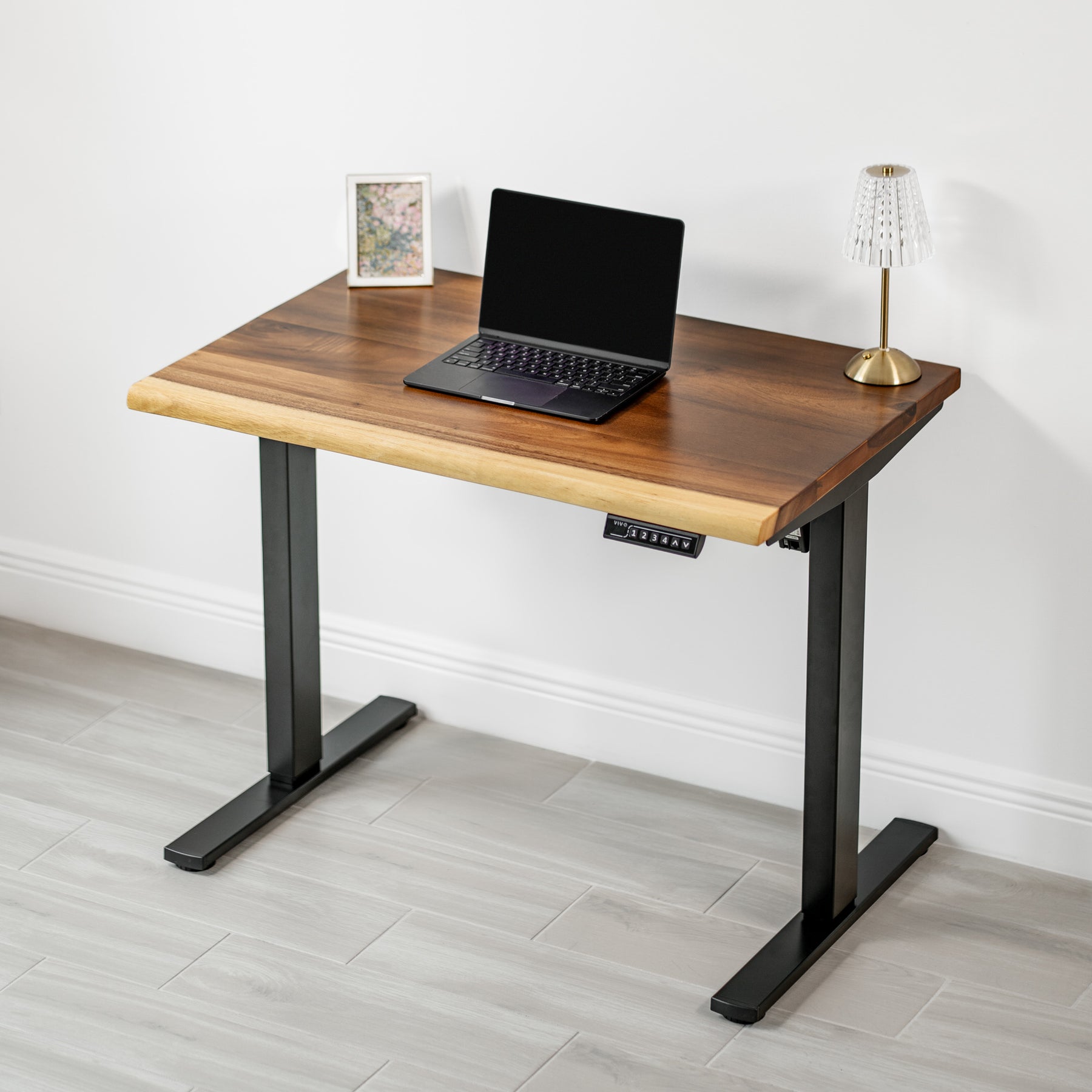 Small Standing Desk - Solid Walnut Live Edge | Modern Wood Style