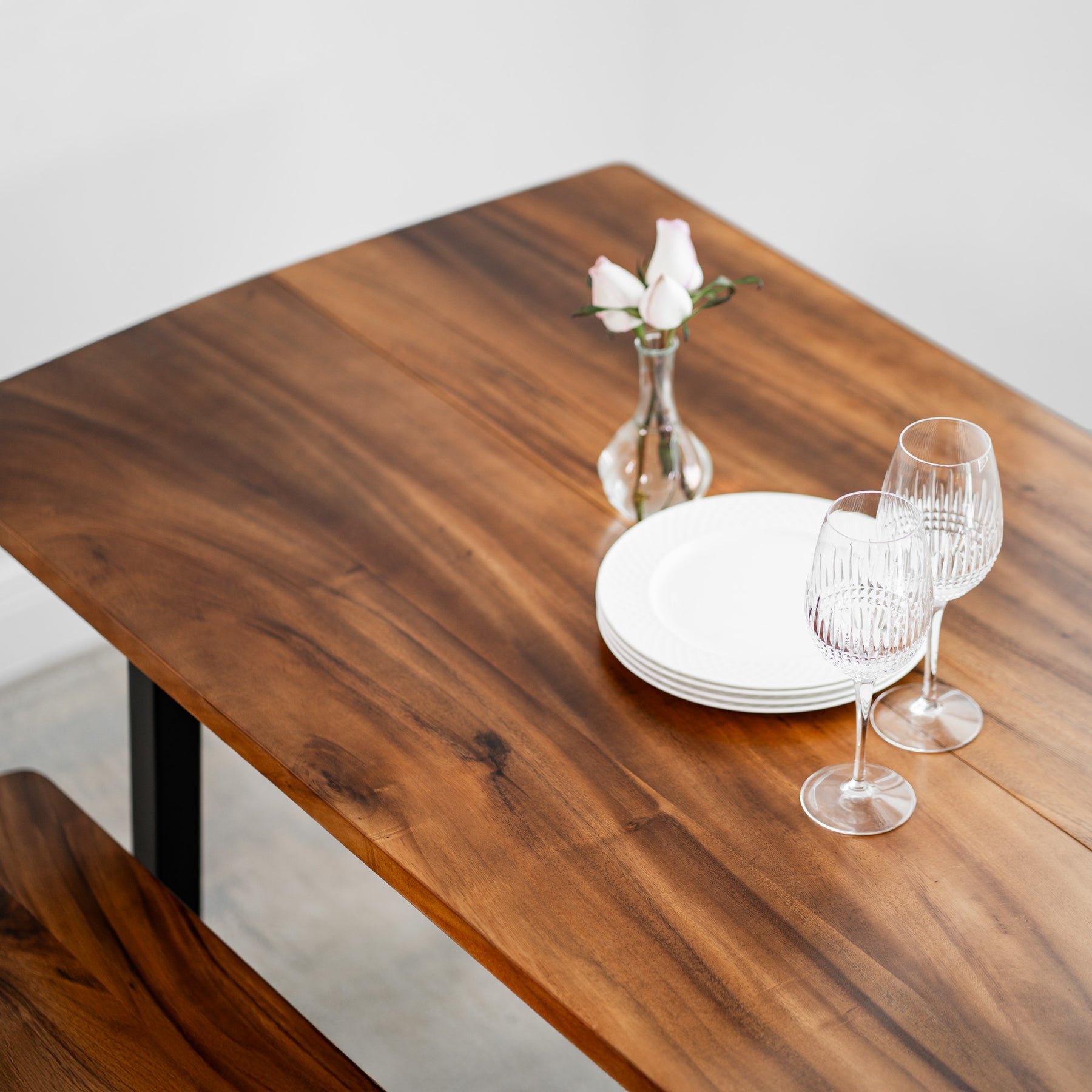 Walnut Dining Table Set for 6 with Bench | Modern Wood Style