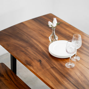 Walnut Dining Table Set for 6 with Bench | Modern Wood Style