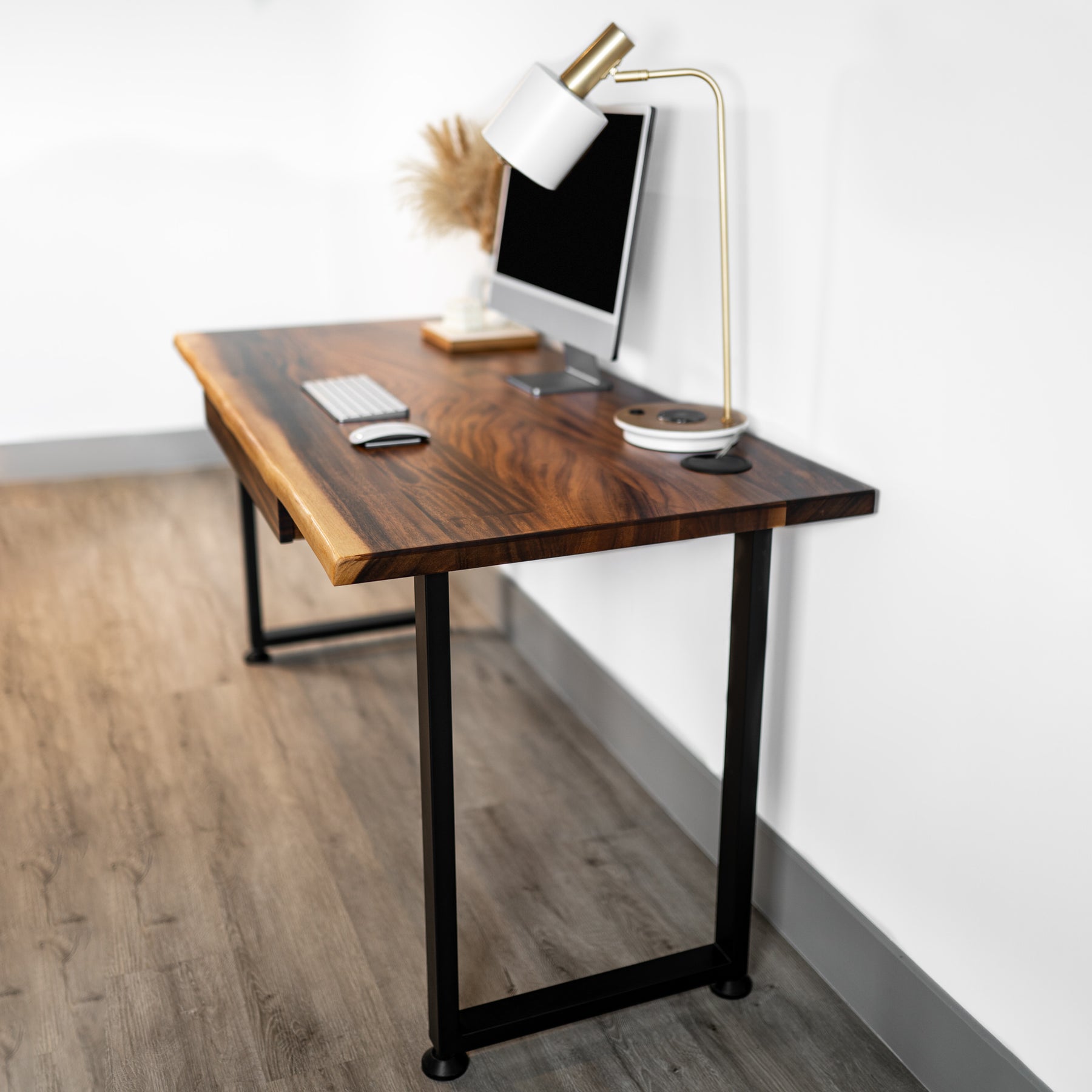 Computer Desk with Drawer - Live Edge, Walnut Solid Wood | Modern Wood Style
