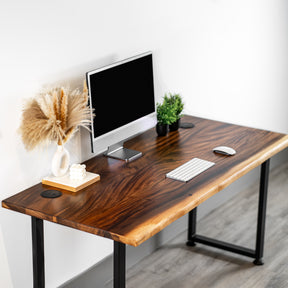 Computer Desk with Drawer - Live Edge, Walnut Solid Wood | Modern Wood Style